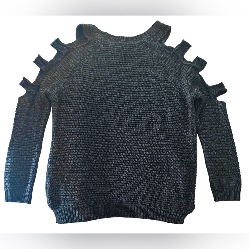 Design Lab Lord & Taylor Navy Shoulder Cutout Sweater - Picture 2 of 5
